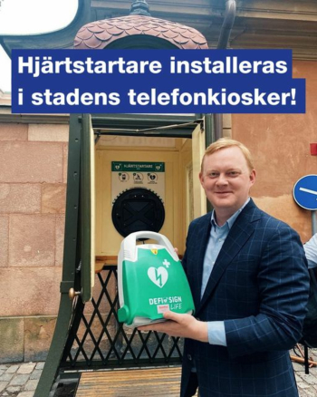 Hjärtstartare installeras i telefonkiosker Stockholm